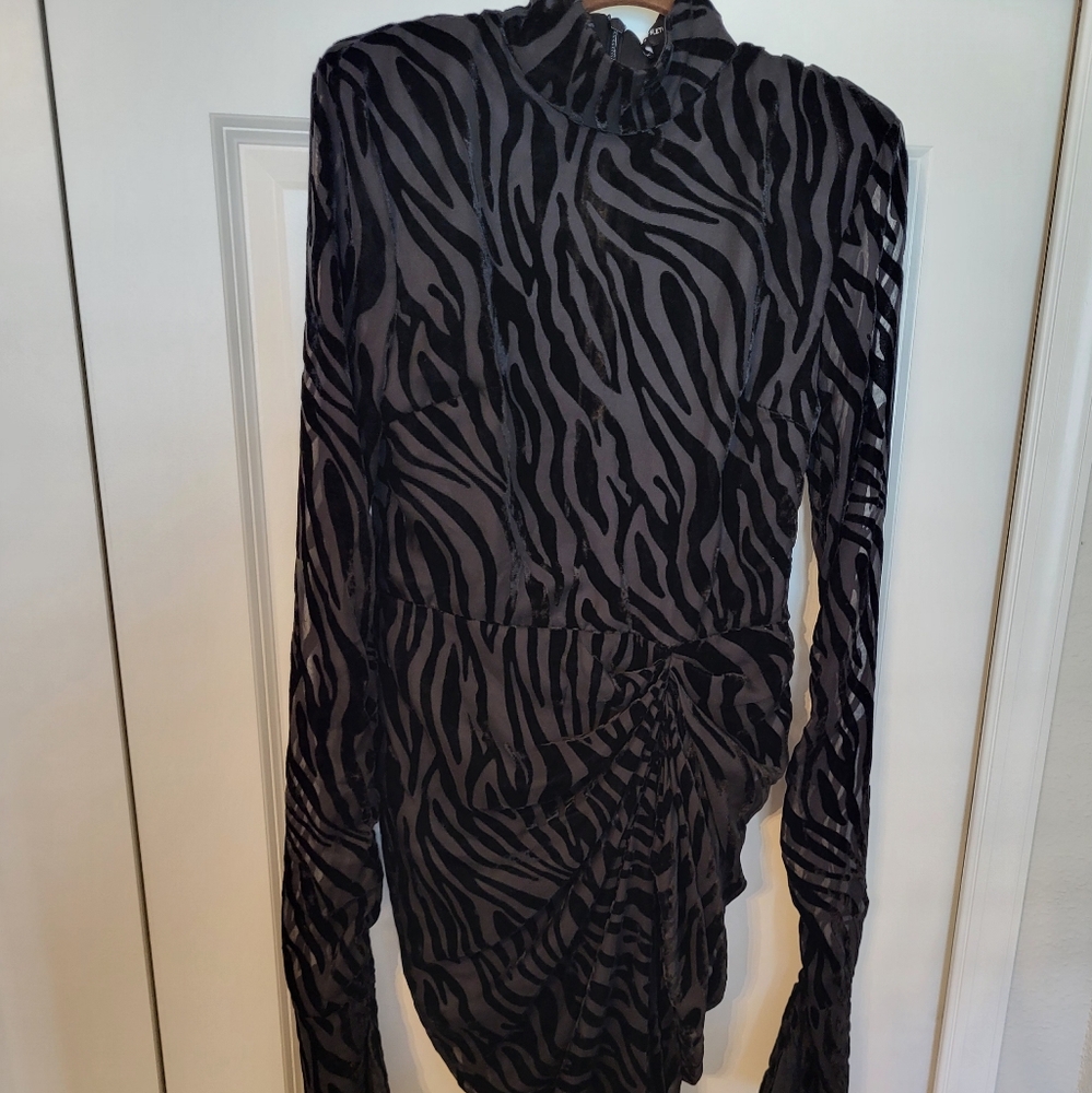 Zebra Print Long Sleeve Dress